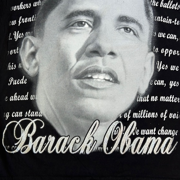 Barack Obama silver glitter t-shirt shirt first black President United States XL - Picture 4 of 8